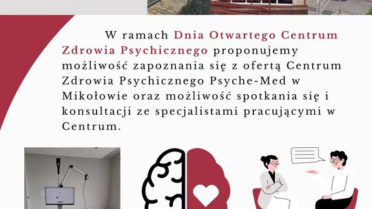 Centrum Zdrowia Psychicznego Psyche-Med w Mikołowie zaprasza na Dzień Otwarty.