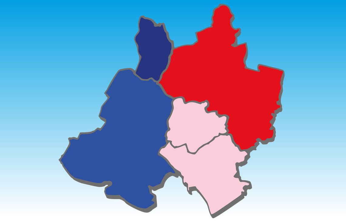 Powiat politycznie podzielony